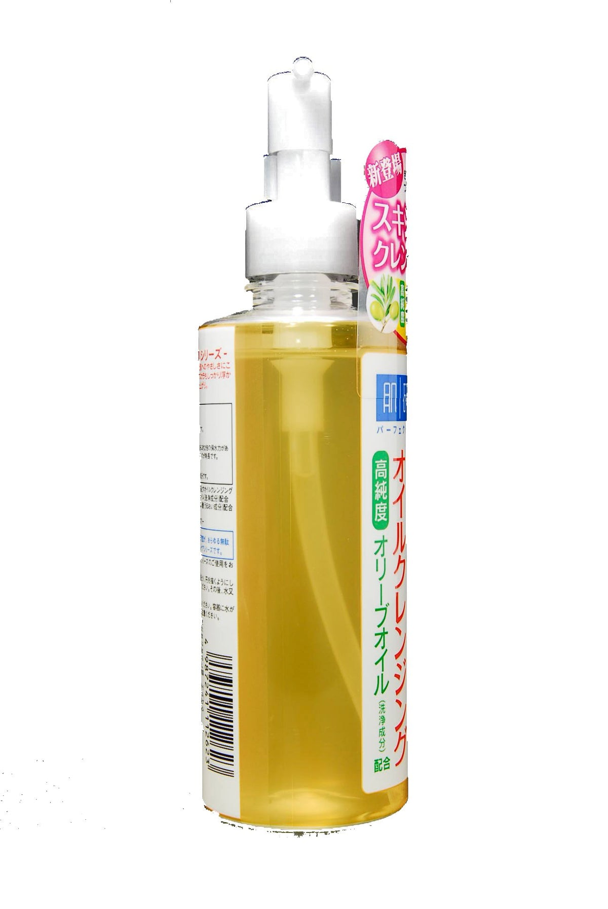 肌ラボ ROHTO emulsifying oil turning milky with water, demonstrates easy rinsing