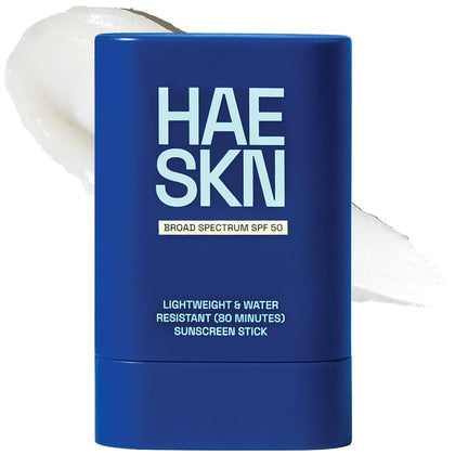 HAESKN stick front packaging showing SPF50 and compact design for travel