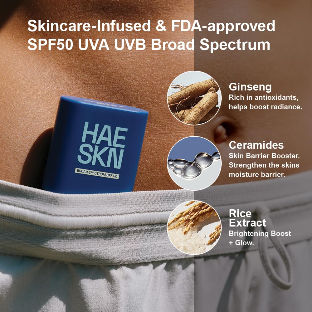 HAESKN stick in use outdoors applied to face for active sun protection