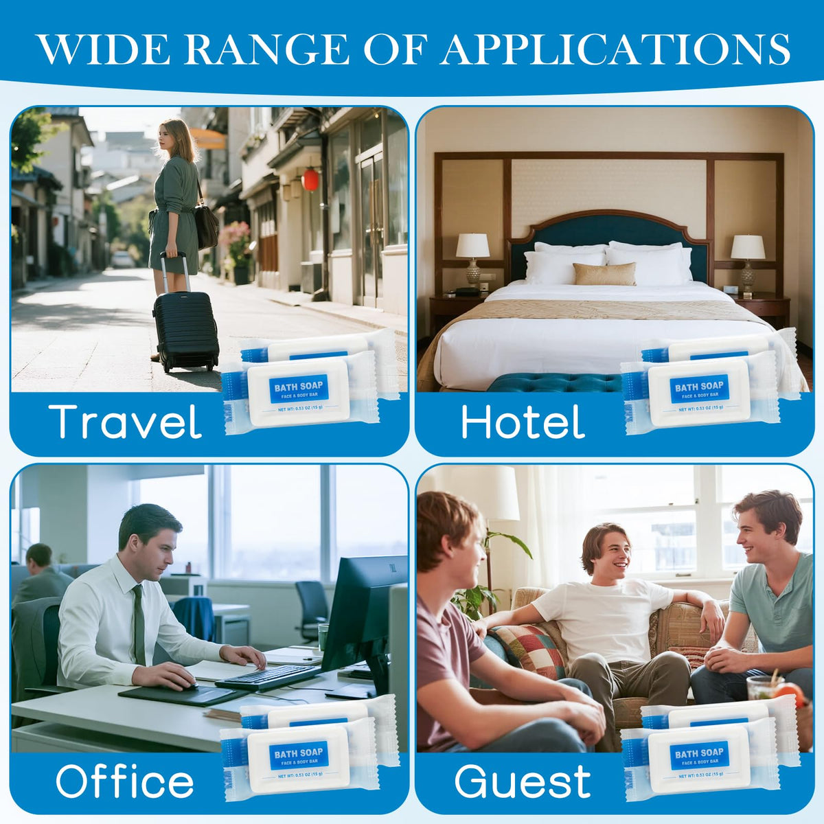 HAIFOTRVA soap on a guest bathroom tray conveying professional hospitality