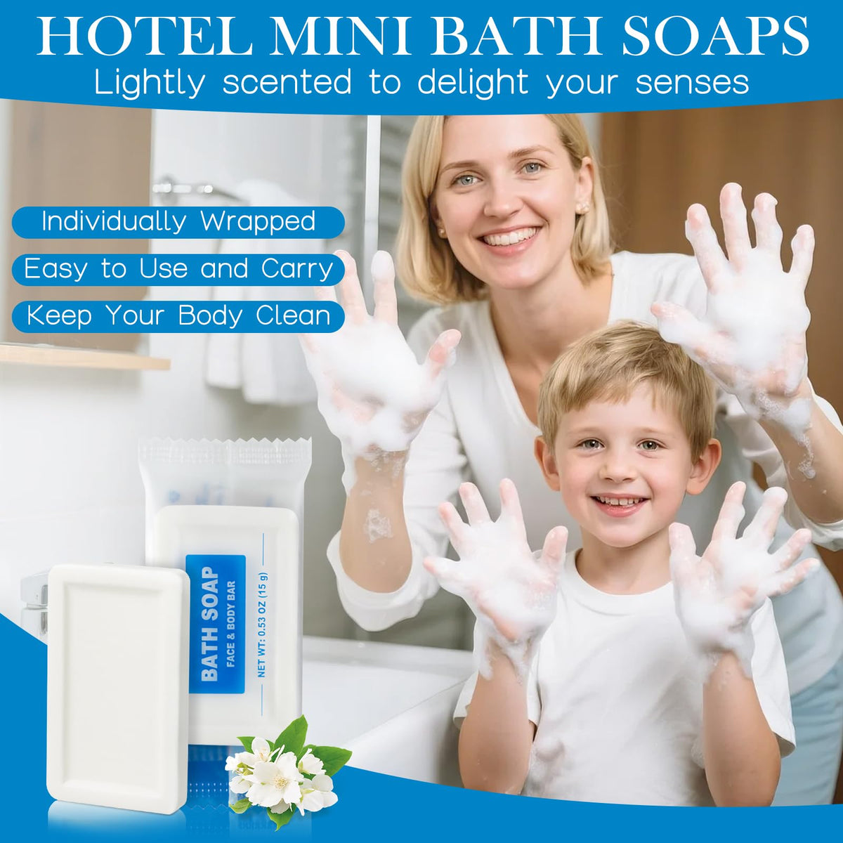 HAIFOTRVA individually wrapped soap stack demonstrating hygienic distribution