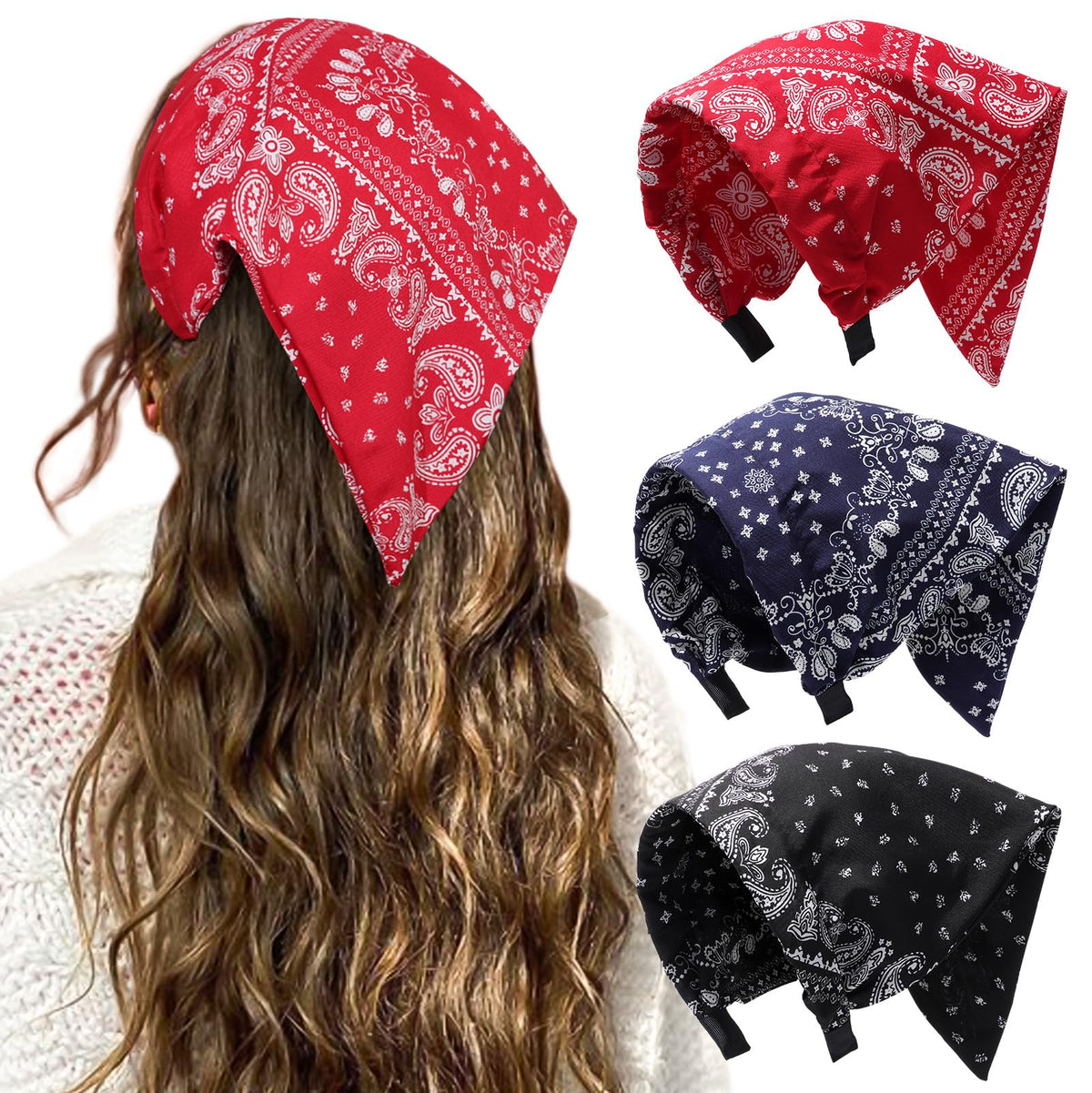 HAIMEIKANG front view of three-color bandana set shows triple color benefit