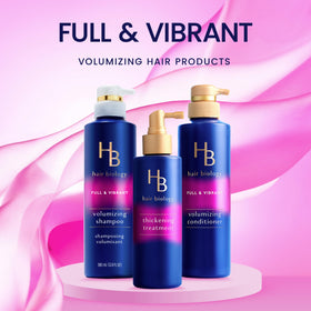 Hair Biology volumizing shampoo bottle close-up for weightless cleansing