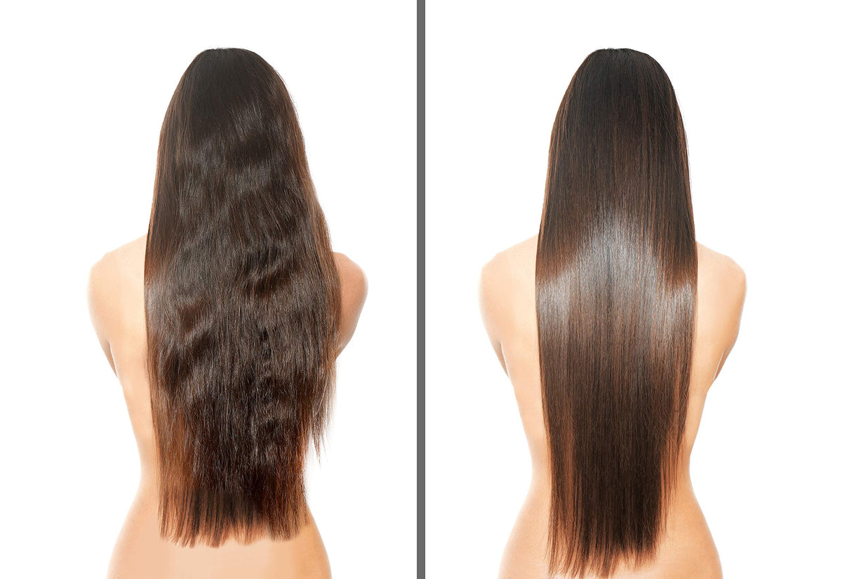 Hair Chemist before and after hair comparison illustrating increased thickness look