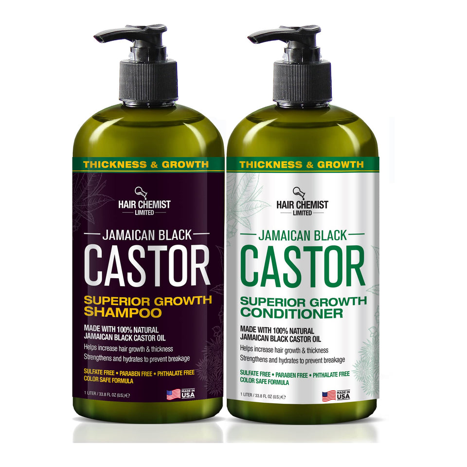Hair Chemist front packaging showing both 33.8oz bottles and benefits