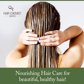 Hair Chemist bottle staged in bathroom showing daily routine convenience and results