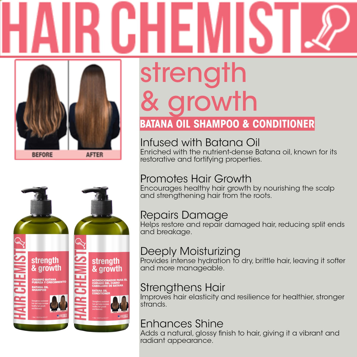 Hair Chemist oil bottle closeup highlighting lightweight formula for shine