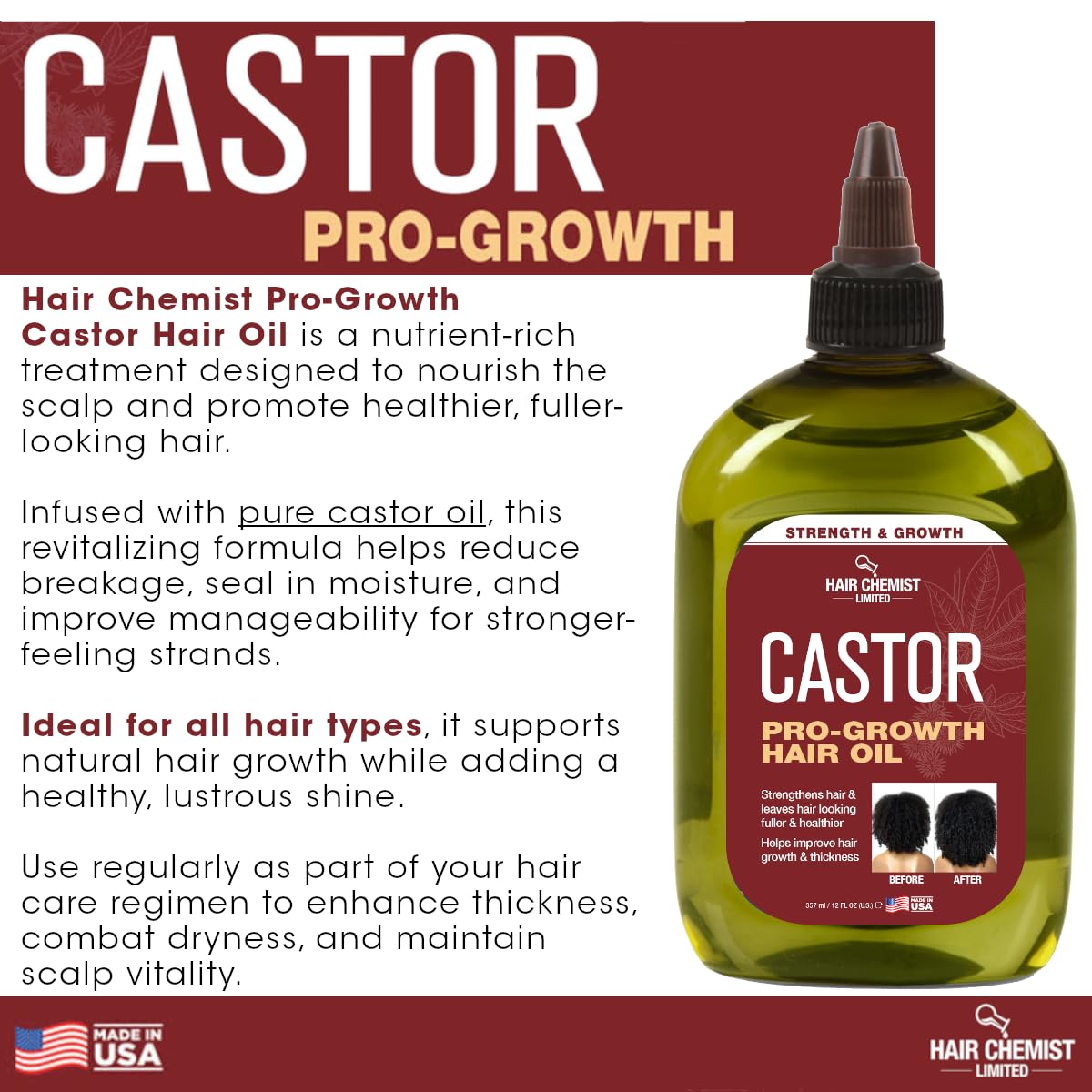 Hair Chemist oil applied to damp hair mid-lengths and ends for smoother strands