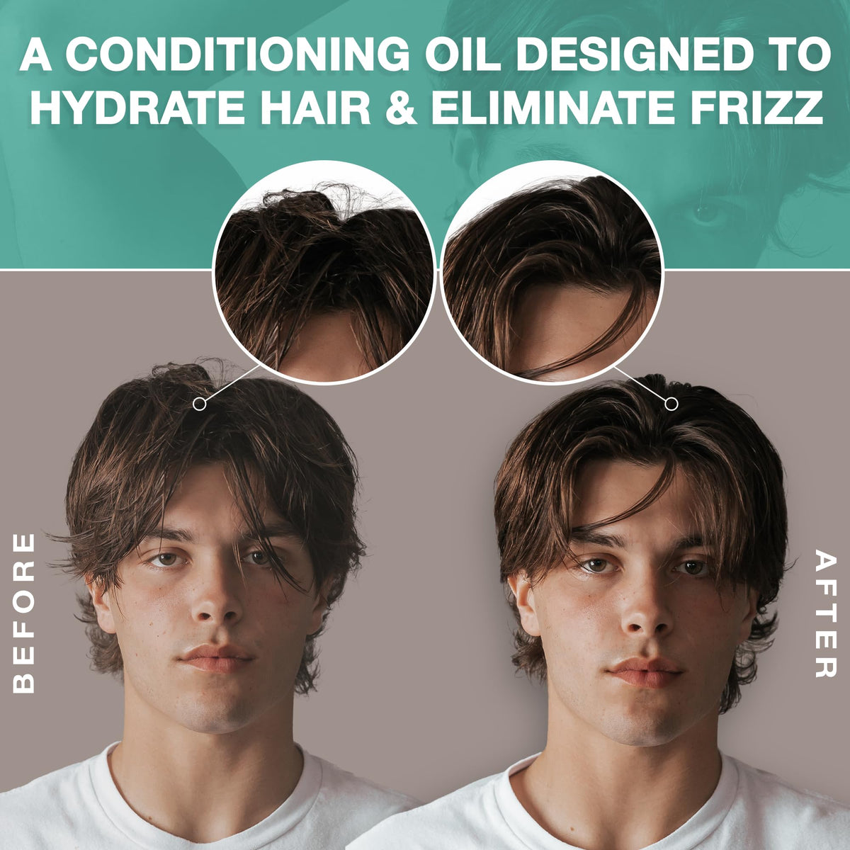 Hair Craft Co. before and after image showing reduced frizz and improved manageability