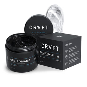 Hair Craft Co. jar front view showing clear gel and branding benefit of visible product