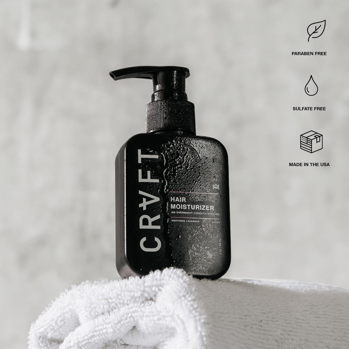 Hair Craft Co. CRVFT on bathroom shelf for daily grooming convenience
