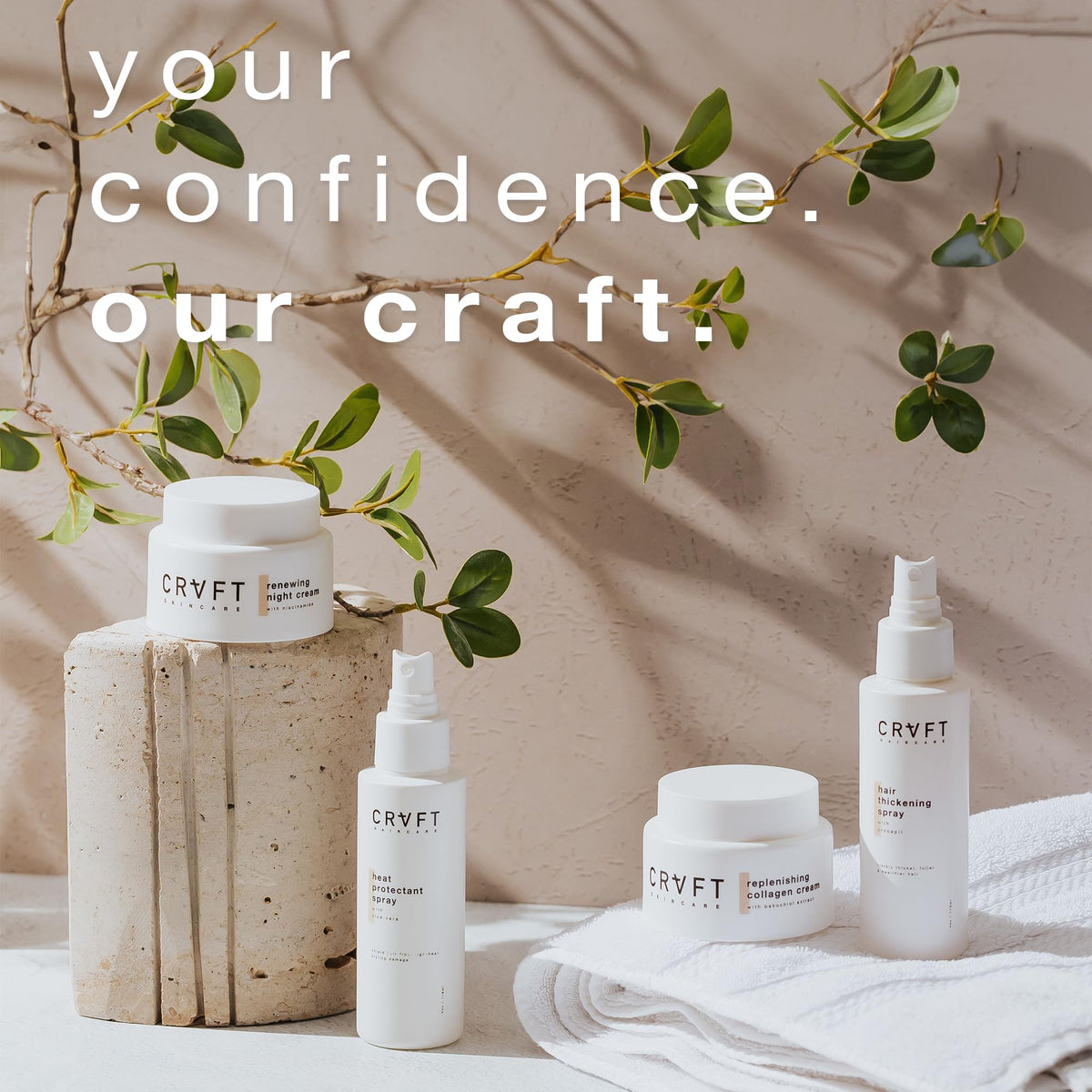 Hair Craft Co. CRVFT on bathroom vanity in lifestyle setting for everyday use