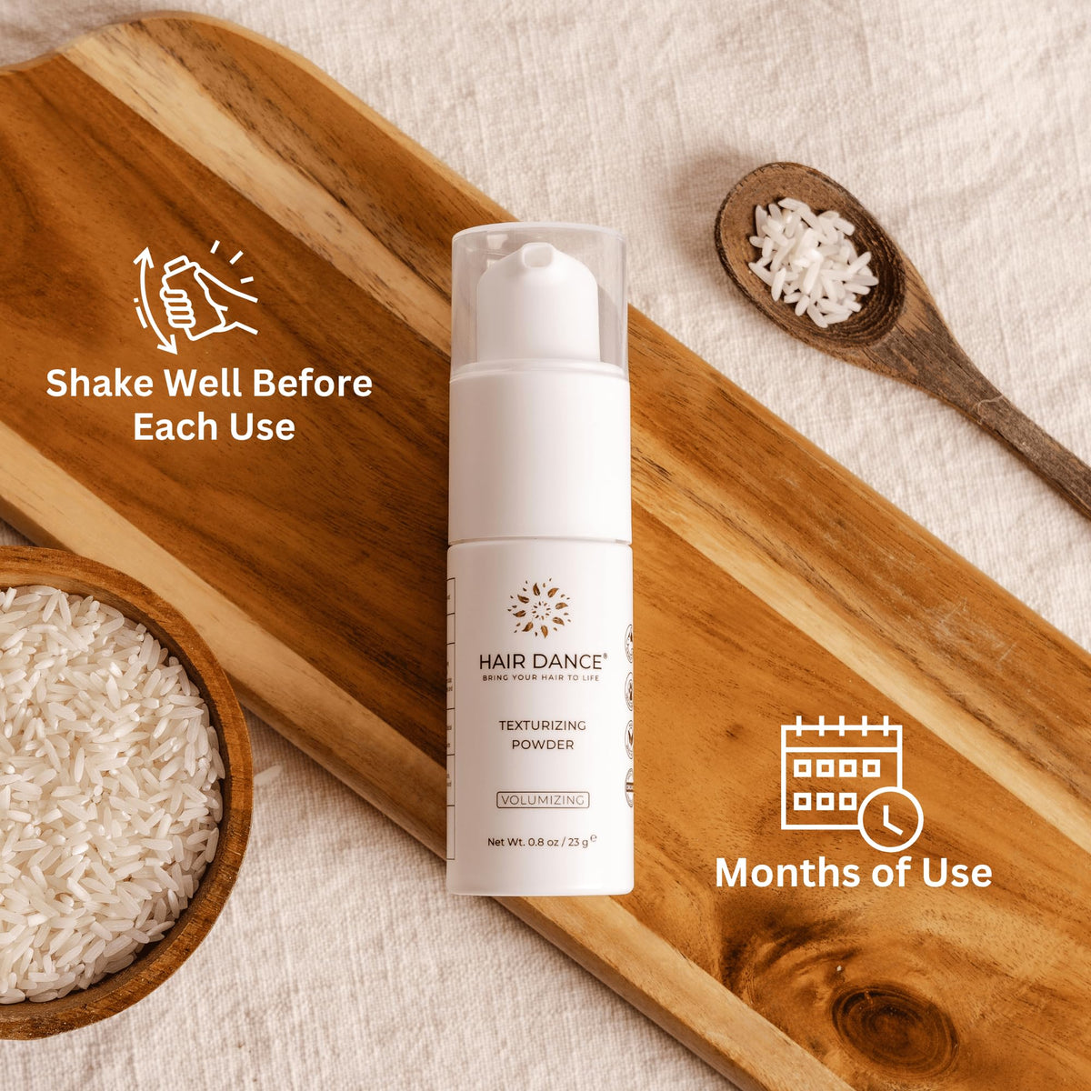 Hair Dance powder applied with fingertips delivering subtle lift