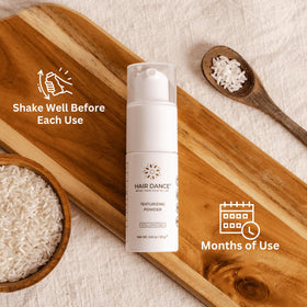 Hair Dance powder applied with fingertips delivering subtle lift