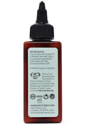 Hair Dance applying powder to roots demonstrating quick oil absorption