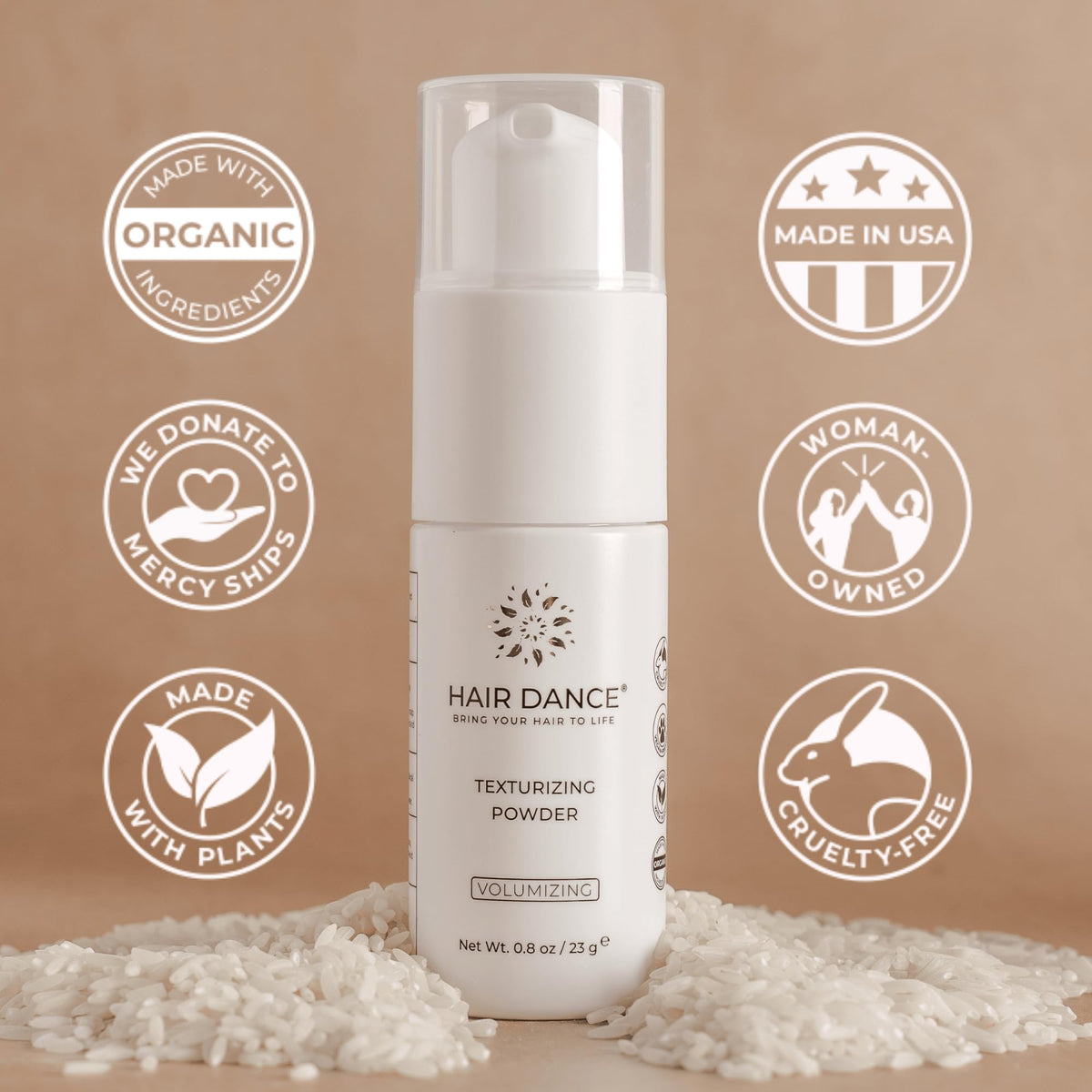 Hair Dance close-up of powder grains highlighting gentle texture