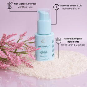 Hair Dance powder texture close-up highlighting oil-absorbing benefit