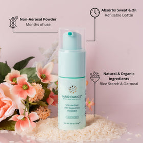 Hair Dance powder texture close-up highlighting absorbent, lightweight formula
