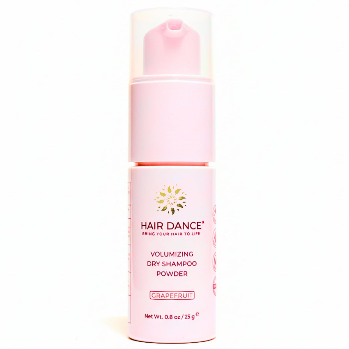 Hair Dance front jar showing label and compact travel-ready design benefit
