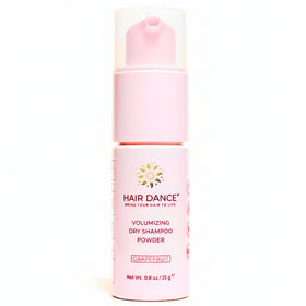 Hair Dance front jar showing label and compact travel-ready design benefit