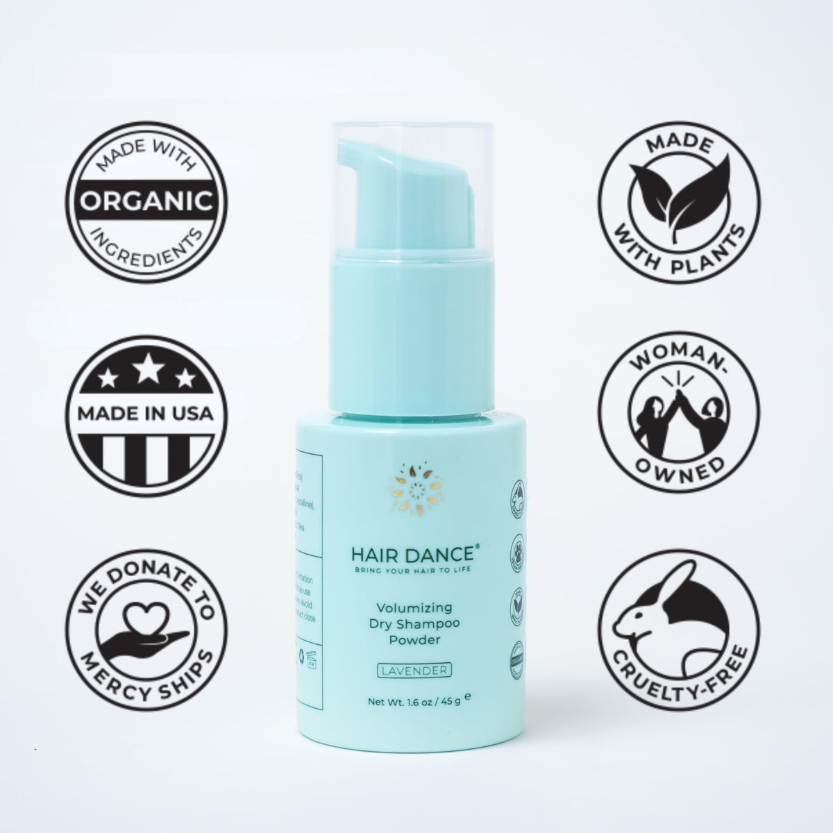 Hair Dance ingredient label close-up showing natural and safe ingredients