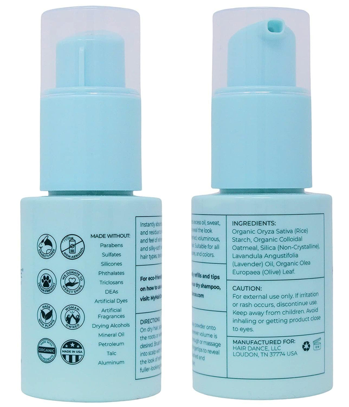 Hair Dance refillable packaging detail emphasizing waste-reduction benefit