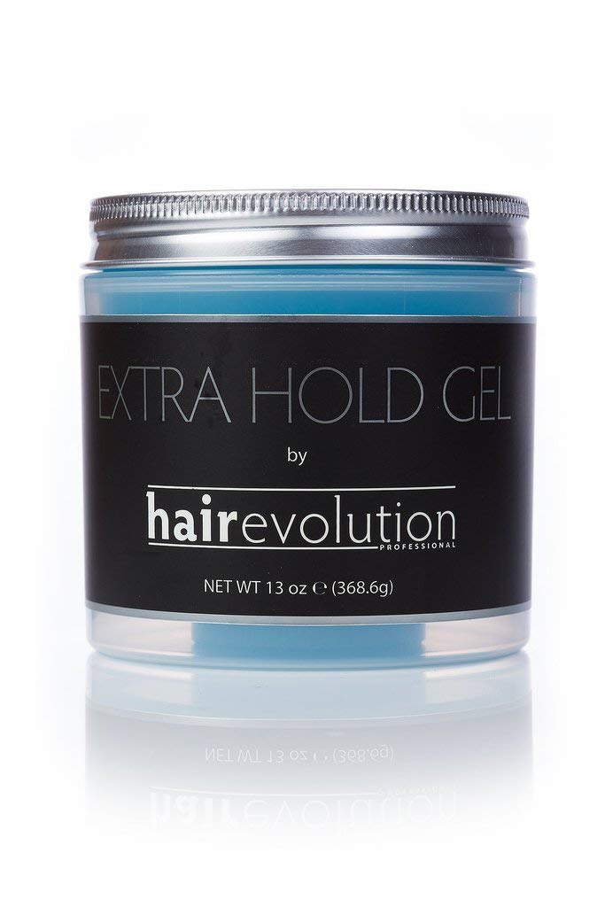Hair Evolution jar front packaging showing label and benefit of firm, residue-free hold