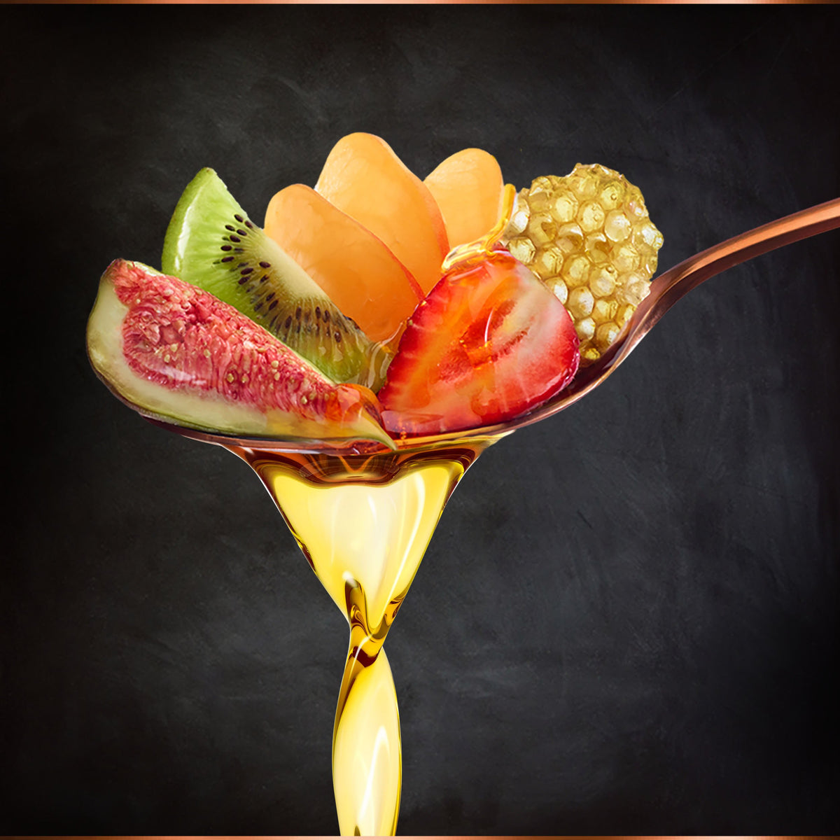 Hair Food bottle with white nectarine and pear highlighting fresh scent benefit