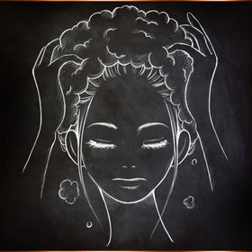 Hair Food with nectarine and pear props highlighting fresh fragrance benefit