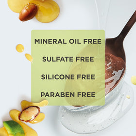 Hair Food shampoo pouring into palm and foaming for gentle effective lather