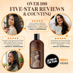 Biotin and keratin ingredient display for Hair Growth by Jailyne Ojeda highlighting strengthening benefits