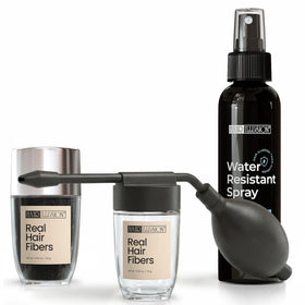 Hair Illusion front packaging showing kit components and real-hair benefit