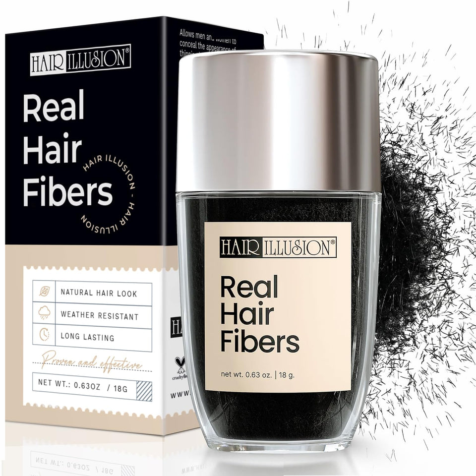 Hair Illusion front packaging showing jar and brand for confident coverage