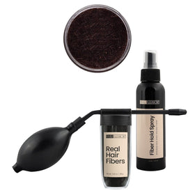 Hair Illusion front packaging showing kit contents and brown fibers benefit instant fullness