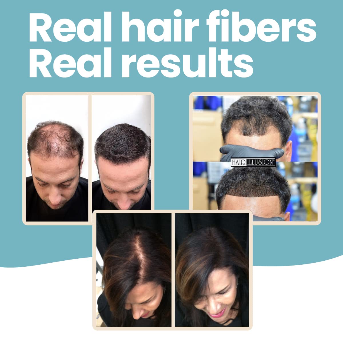 Hair Illusion close-up of fiber texture showing realistic hair-like coating