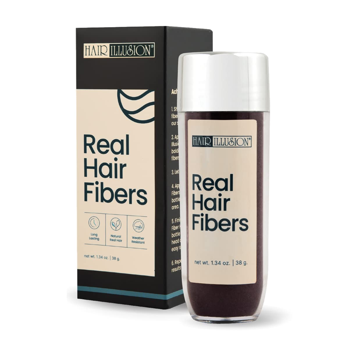 Hair Illusion front label showing product name and 38g size for confidence
