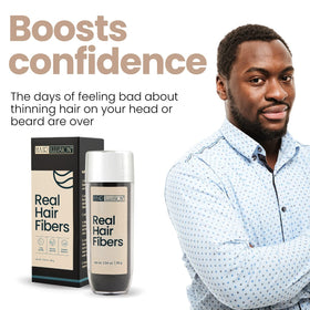 Hair Illusion fiber texture close-up displays natural hair look and realistic reflection