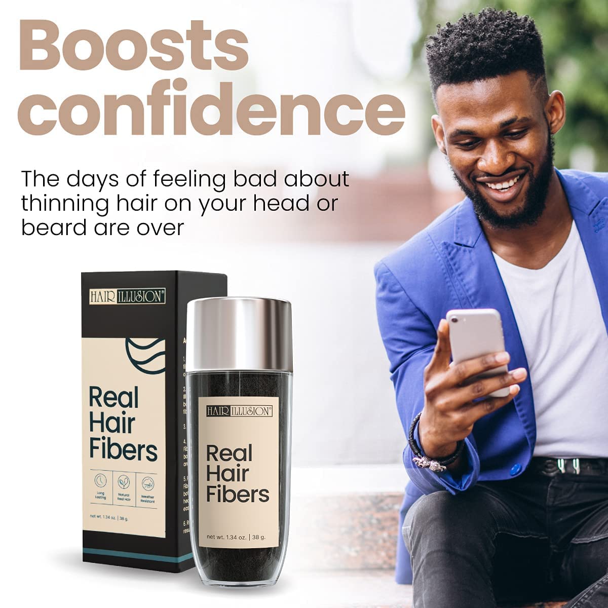 Hair Illusion fiber texture close-up highlighting natural real hair feel