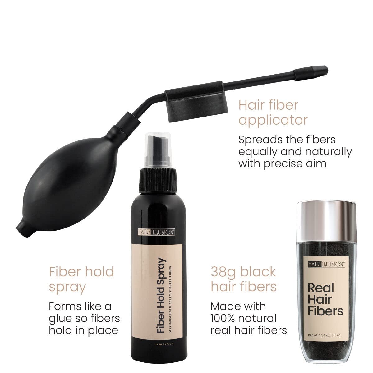 Hair Illusion fibers texture close-up showing real-hair material for undetectable blend benefit
