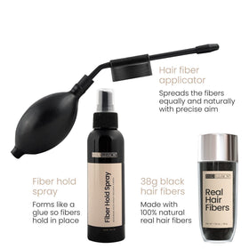 Hair Illusion fibers texture close-up showing real-hair material for undetectable blend benefit