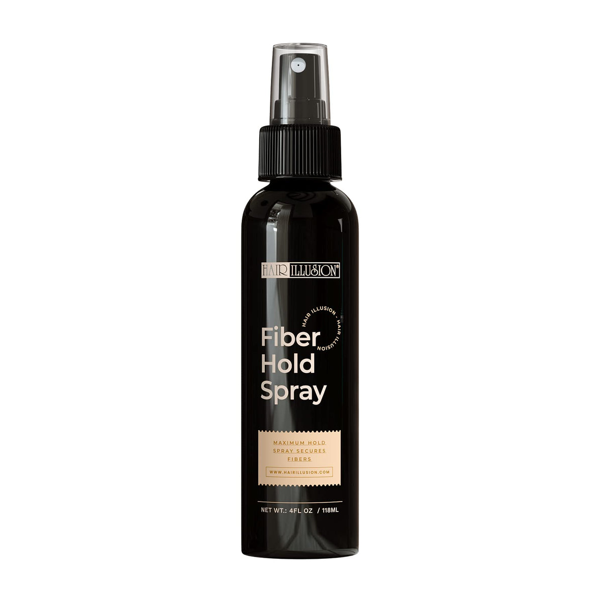 hair illusion hold spray and fibers being applied, secure long-lasting hold benefit