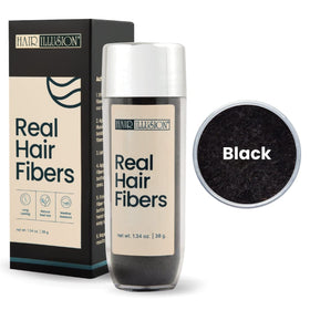 Hair Illusion close-up of real fiber texture blending with hair for natural thickness