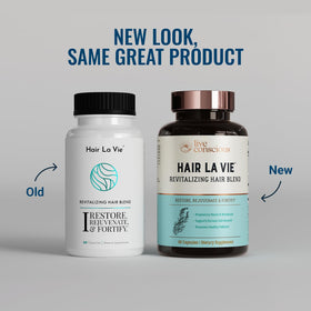 Hair La Vie open bottle with capsules showing smooth capsule texture