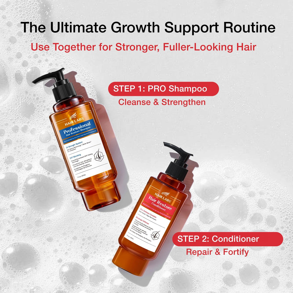 Hair Labs being applied to wet hair to show smooth detangling benefit