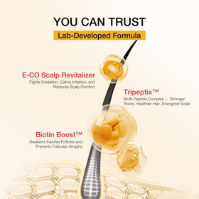 Hair Labs in-use lifestyle shot of woman massaging scalp for strength