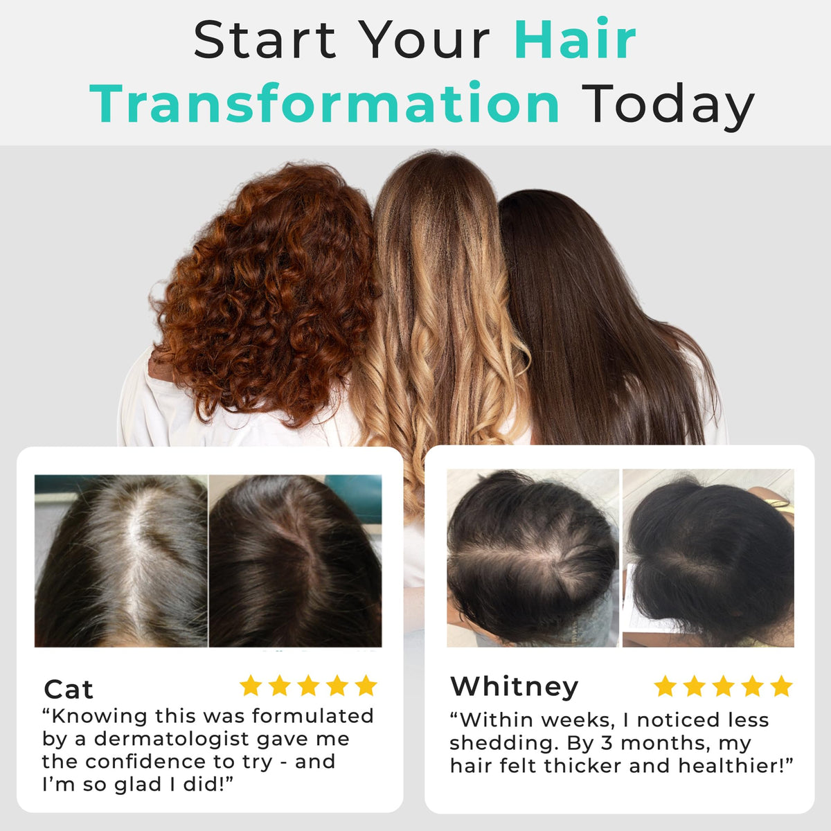 Hair Plus MD label ingredient list close-up, highlights collagen and saw palmetto benefits