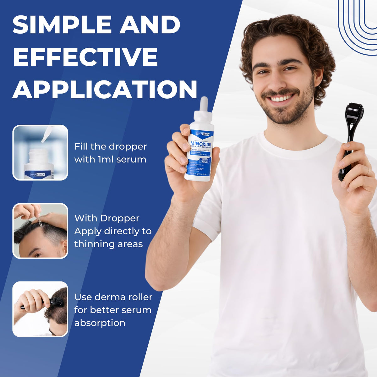 Hair Regen application demo on scalp demonstrating targeted use