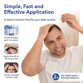Hair Regen application on scalp demonstrating targeted dropper placement for thinning areas