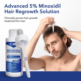 Hair Regen liquid texture in drop on fingertip showing fast absorption and low residue