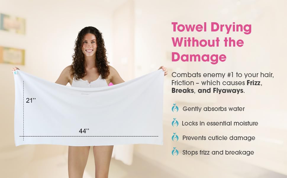 Hair RePear towel absorbing water in demo illustrating fast, gentle moisture removal